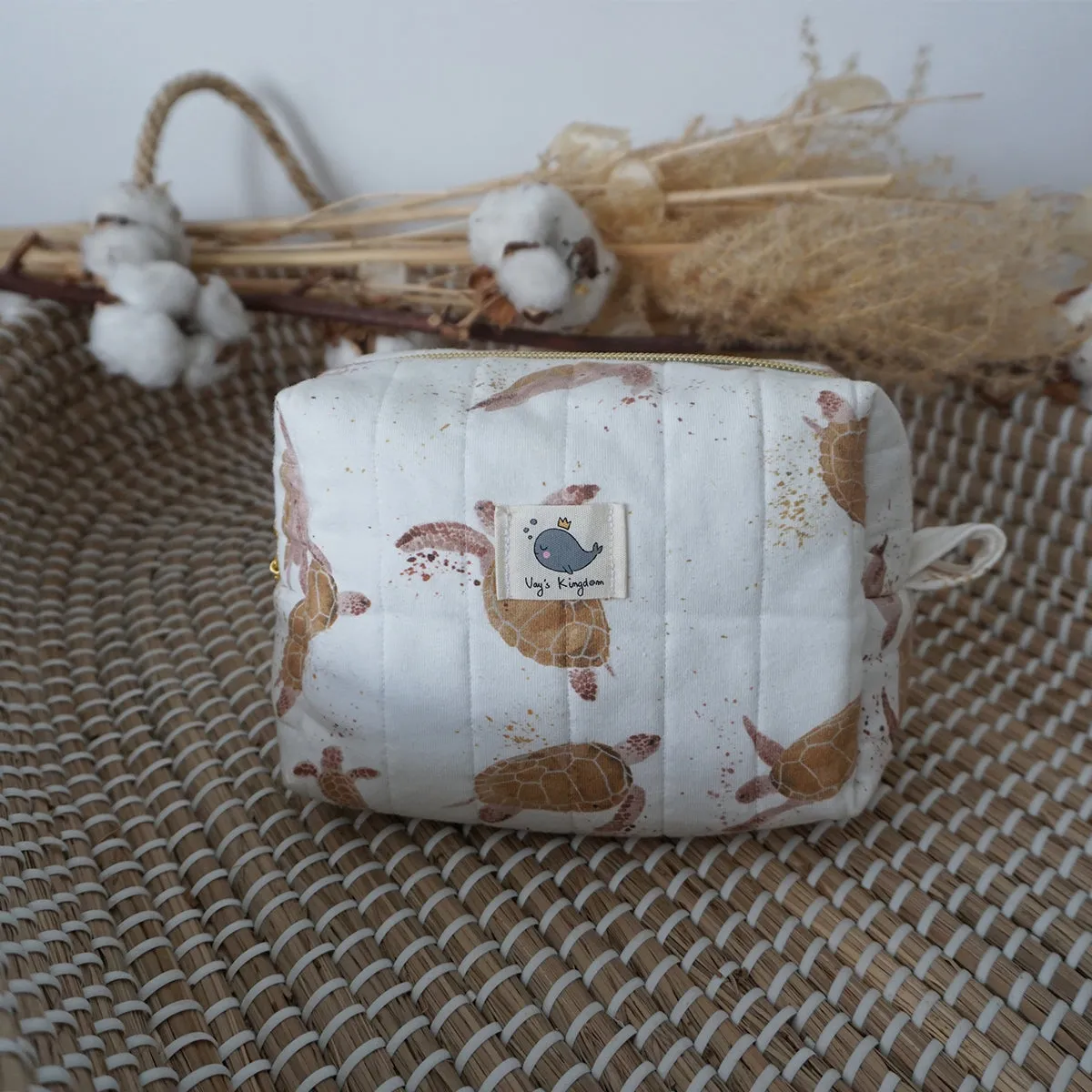Toiletries Pouch - Turtles Beige